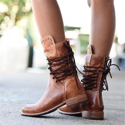 Bottes En Cuir Avec Lacets