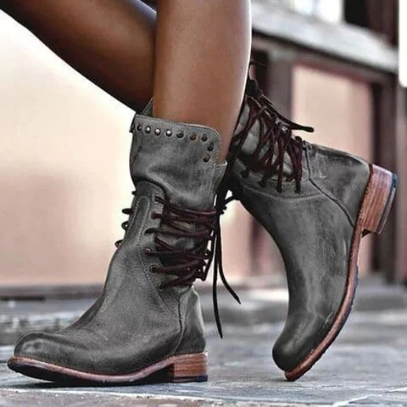 Bottes En Cuir Avec Lacets