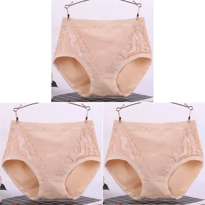 Sexy Kant Grote Maat Hoge Taille Vrouwen Slipje Effen Katoen Comfort Slips Dame Ondergoed Onderbroek Panty Intimates 6634