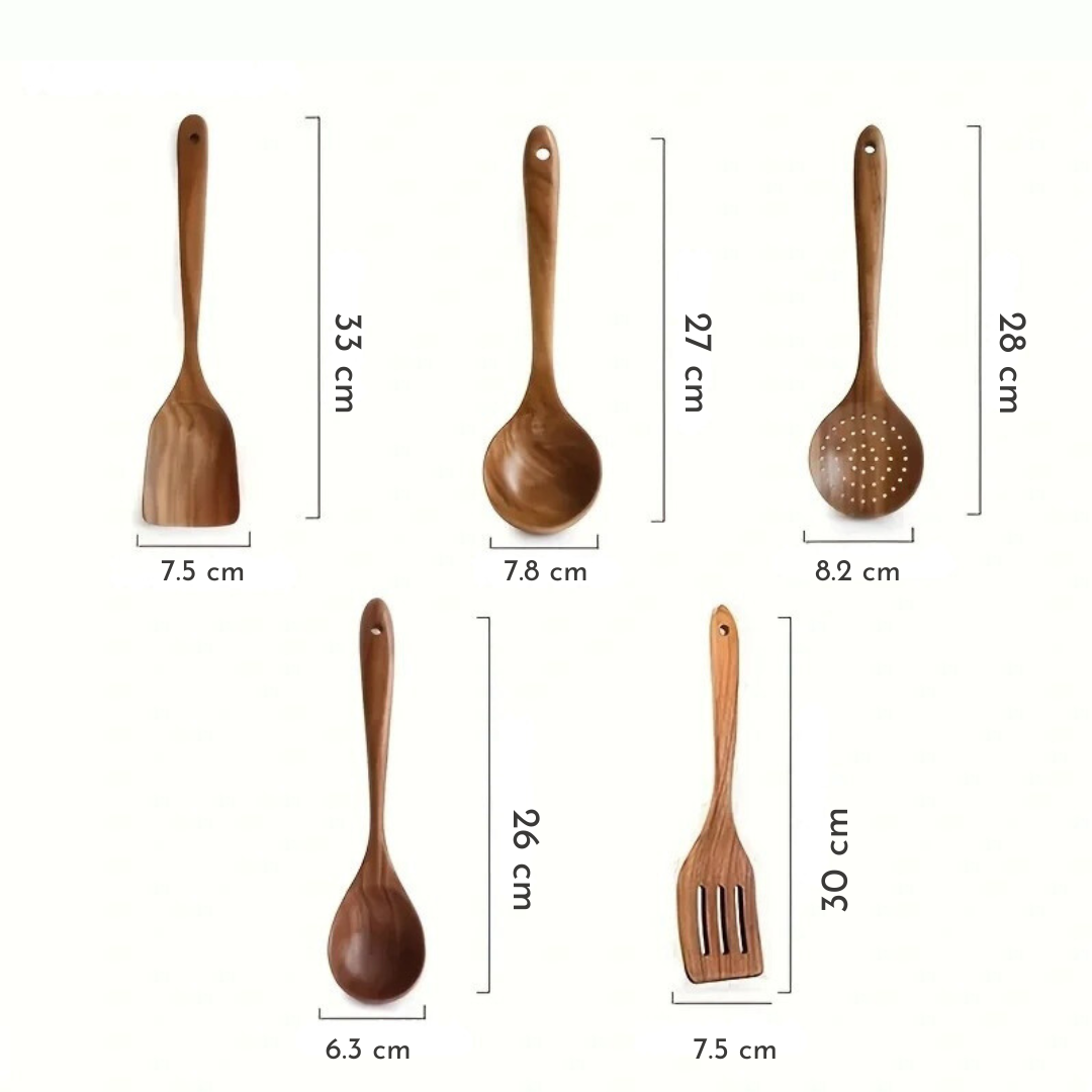 Set d'ustensiles en bois (5 ustensiles)